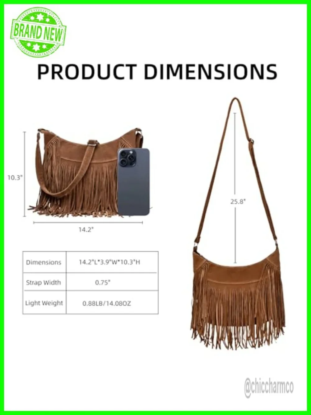 Vintage Suede Fringe Hobo Bag Tassel Crossbody Shoulder Purse Western Cowgirl